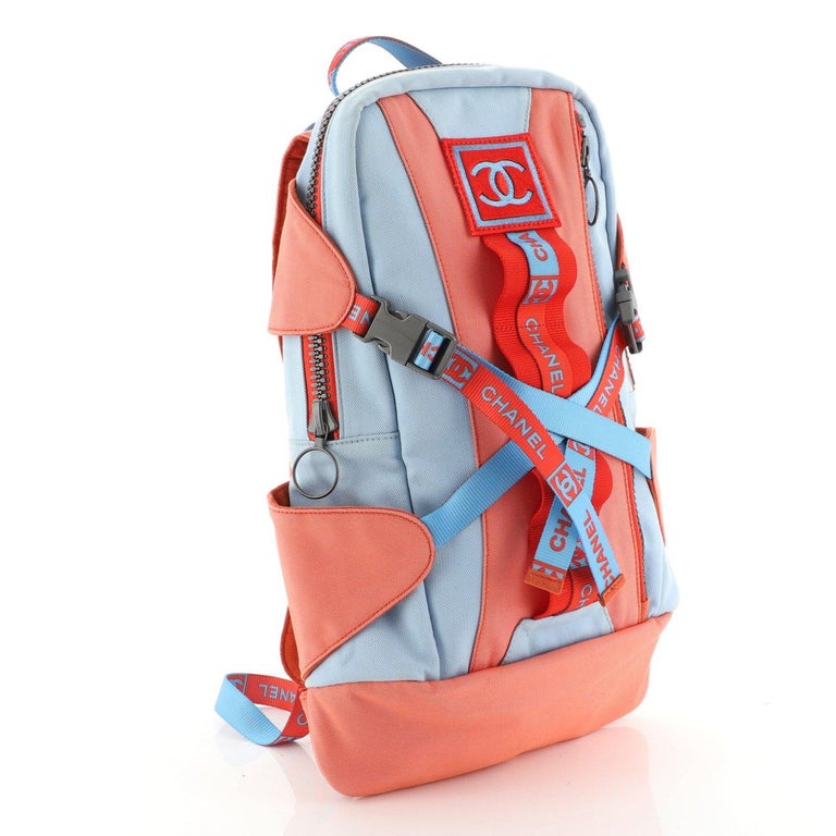 Chanel Rare Nylon Light Blue and Orange Orange Spring 2002 Runway Sport  Backpack For Sale at 1stDibs | chanel sport backpack, chanel sports backpack