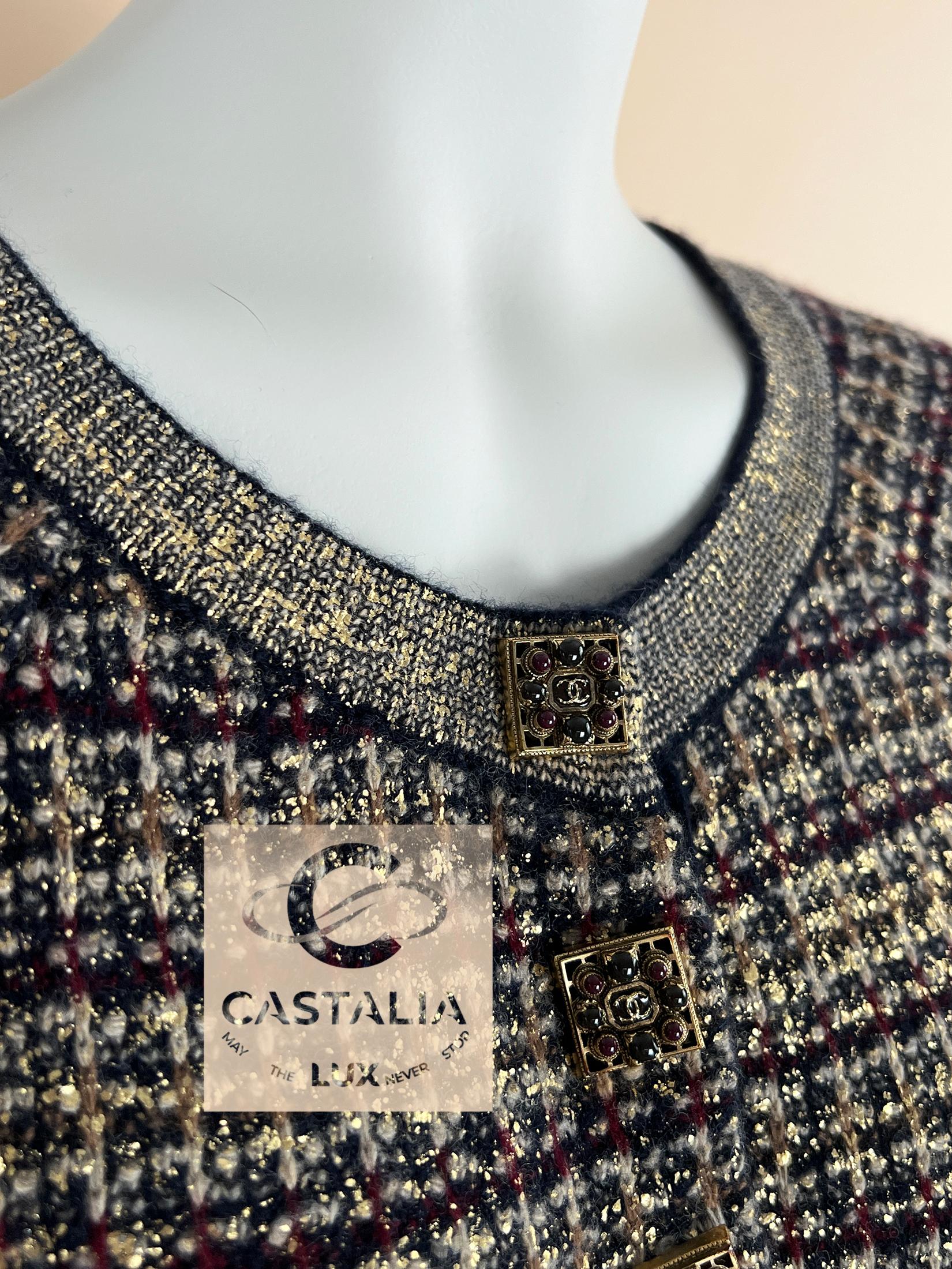 CHANEL Rare Paris / Byzance CC Gripoix Knöpfe Kleid 46 FR im Angebot 5