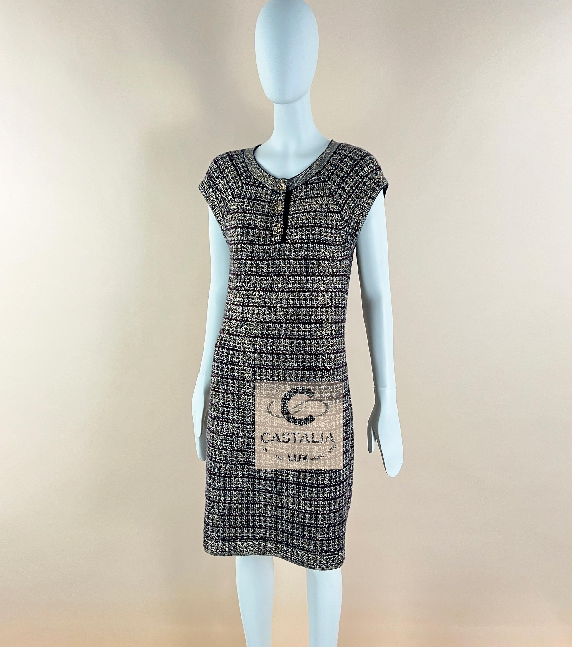 CHANEL Rare Paris / Byzance CC Gripoix Knöpfe Kleid 46 FR im Angebot 6