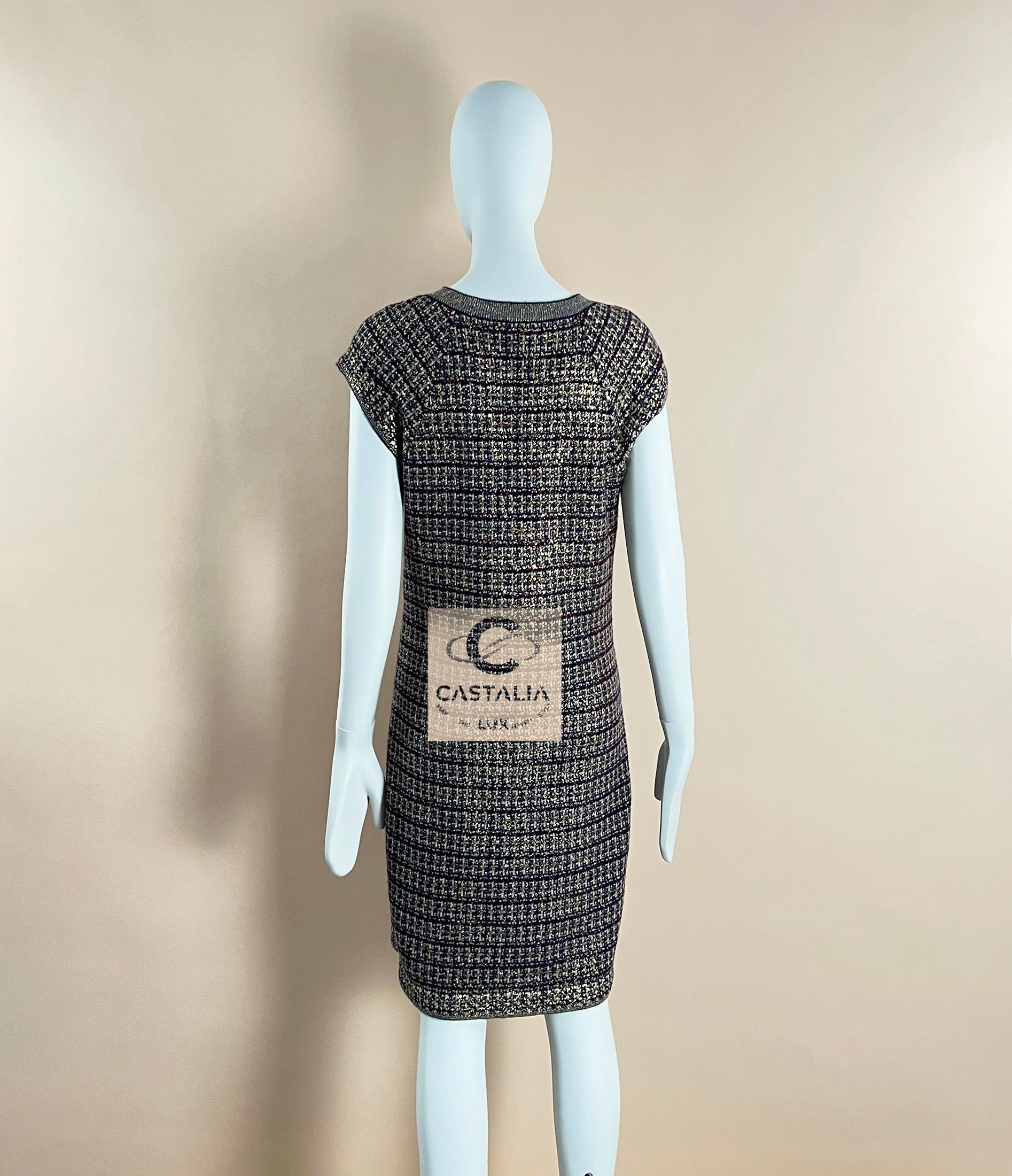 CHANEL Rare Paris / Byzance CC Gripoix Knöpfe Kleid 46 FR im Angebot 7