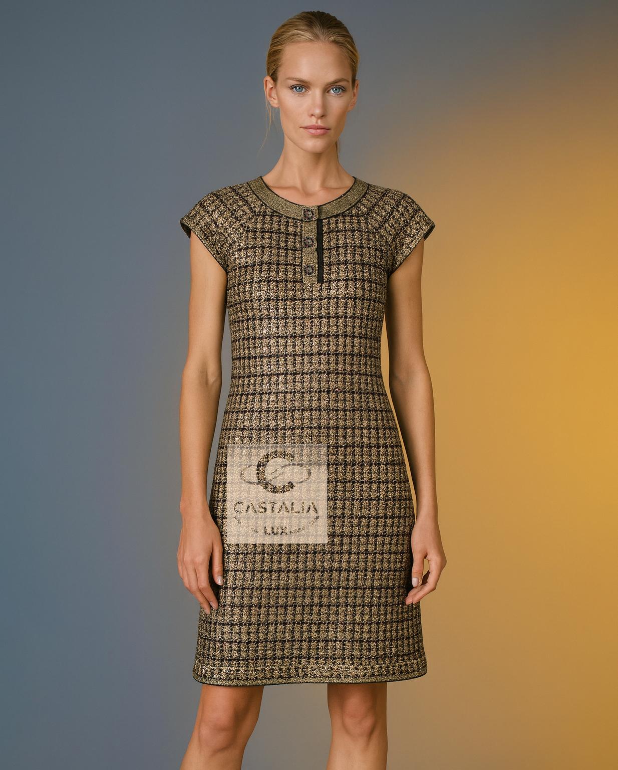 CHANEL Rare Paris / Byzance CC Gripoix Knöpfe Kleid 46 FR im Zustand „Hervorragend“ im Angebot in Dubai, AE