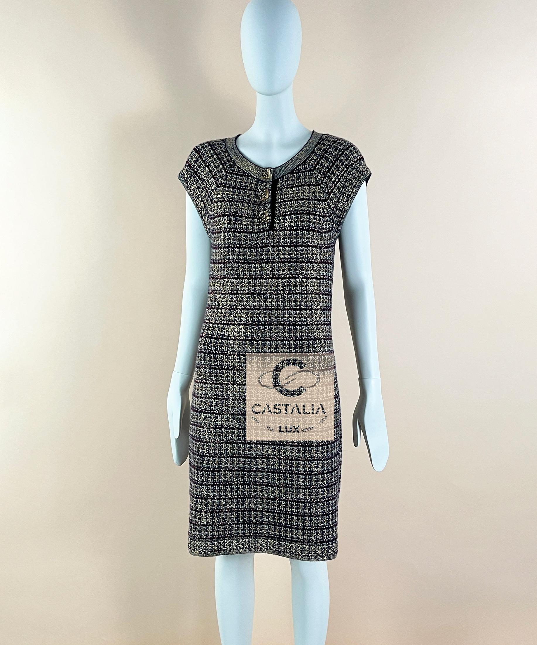 CHANEL Rare Paris / Byzance CC Gripoix Knöpfe Kleid 46 FR für Damen oder Herren im Angebot