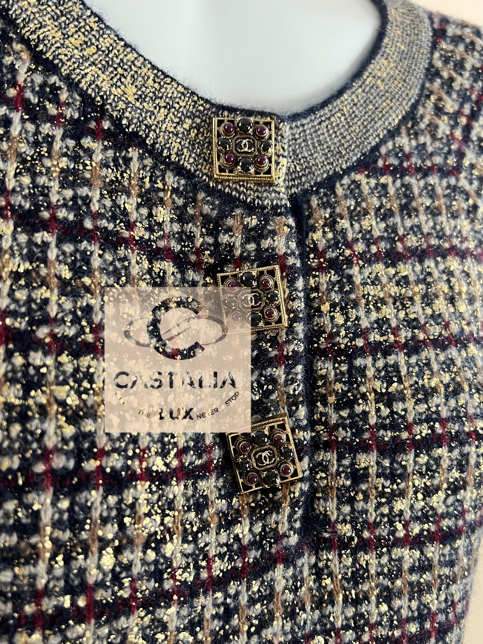 CHANEL Rare Paris / Byzance CC Gripoix Knöpfe Kleid 46 FR im Angebot 2