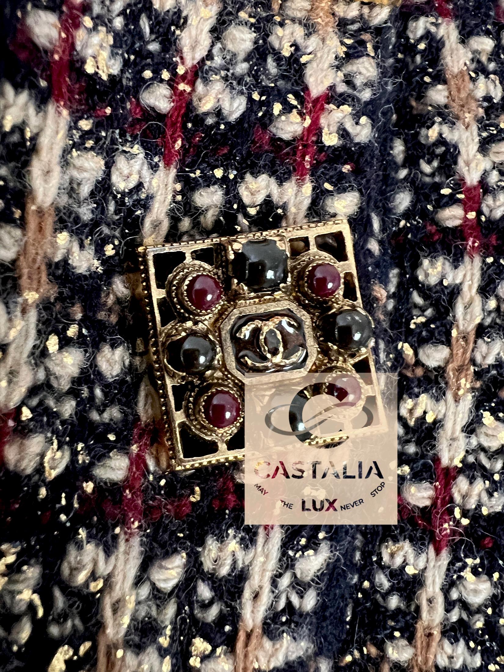 CHANEL Rare Paris / Byzance CC Gripoix Knöpfe Kleid 46 FR im Angebot 3