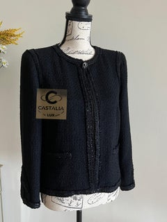CHANEL Rare Paris / MIAMI CC Hearts Black Tweed Jacket 36 FR