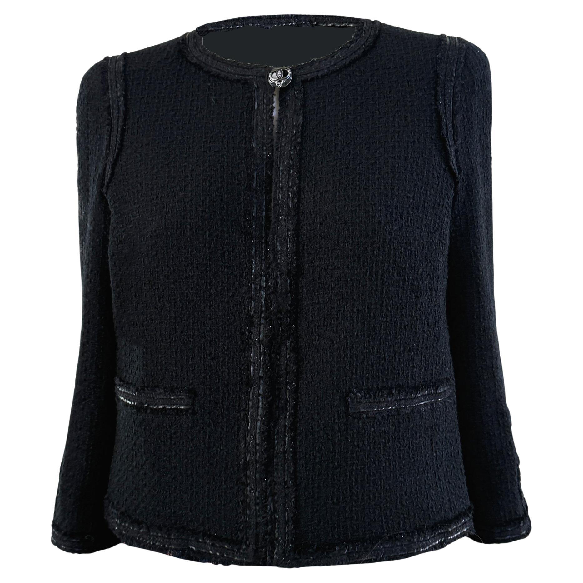 Chanel Rara Parigi / MIAMI CC Hearts Giacca in tweed nero 36 FR in vendita