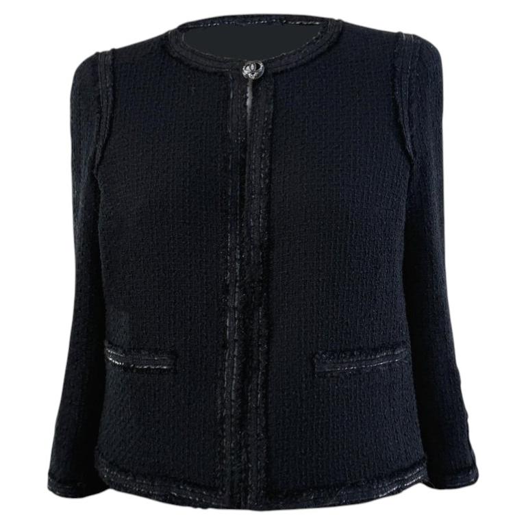 CHANEL Rare Paris / MIAMI CC Hearts Black Tweed Jacket 36 FR