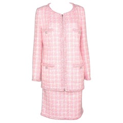 CHANEL Rare Pink Fantasy Tweed Jacket Skirt Suit Supermarket Collection 46