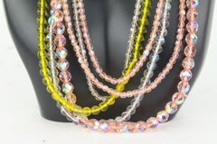 Chanel Rare Pink x Yellow Multi Strand Bead Stone  Choker Necklace 929cas88