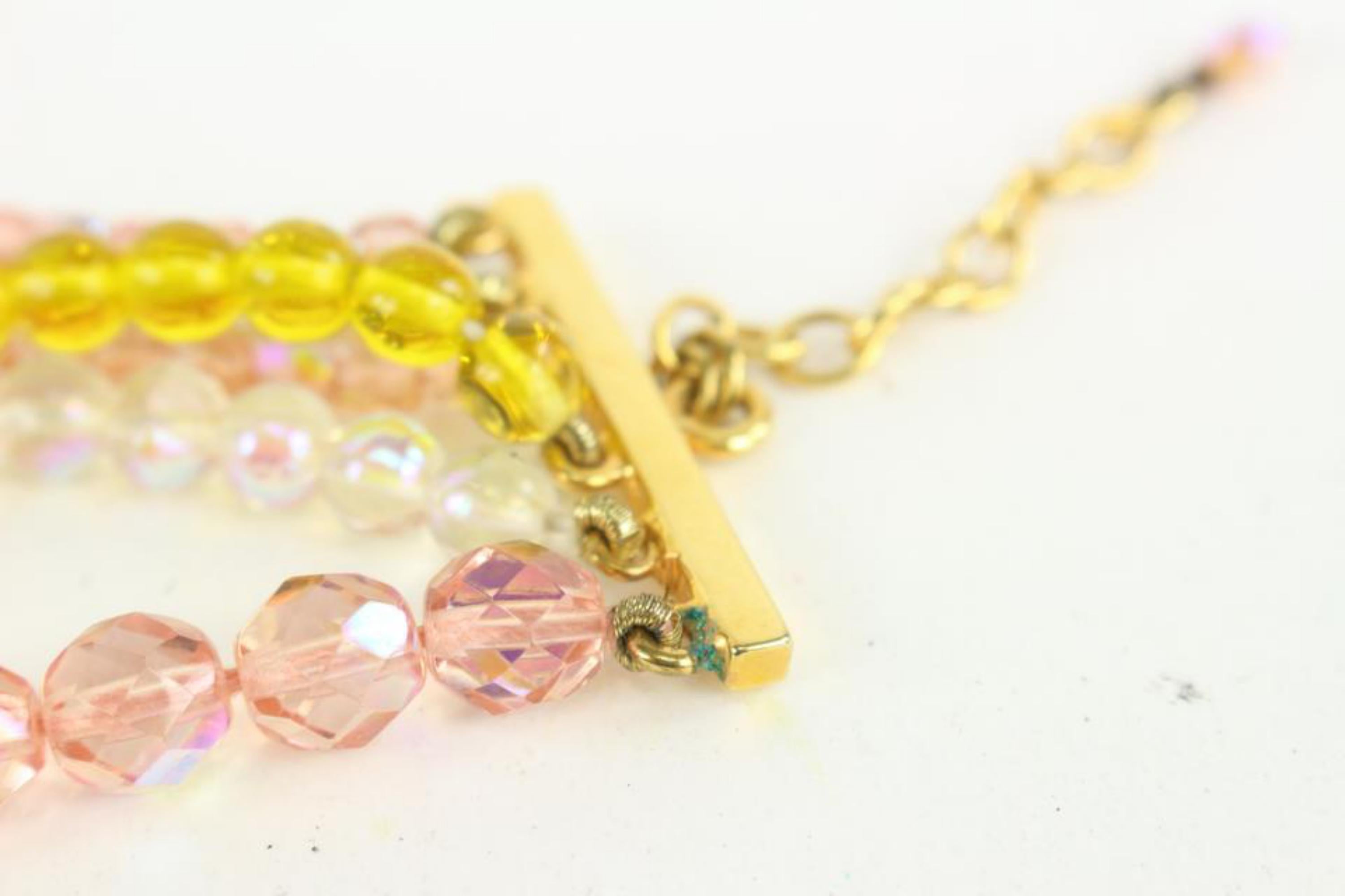 Women's Chanel Rare Pink x Yellow Multi Strand Bead Stone  Choker Necklace 929cas88 For Sale