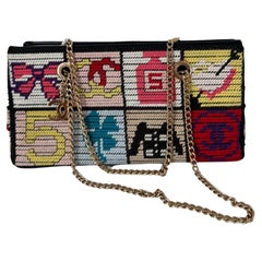 Chanel Rare Precious Symbols Needlepoint Shoulder Bag Small