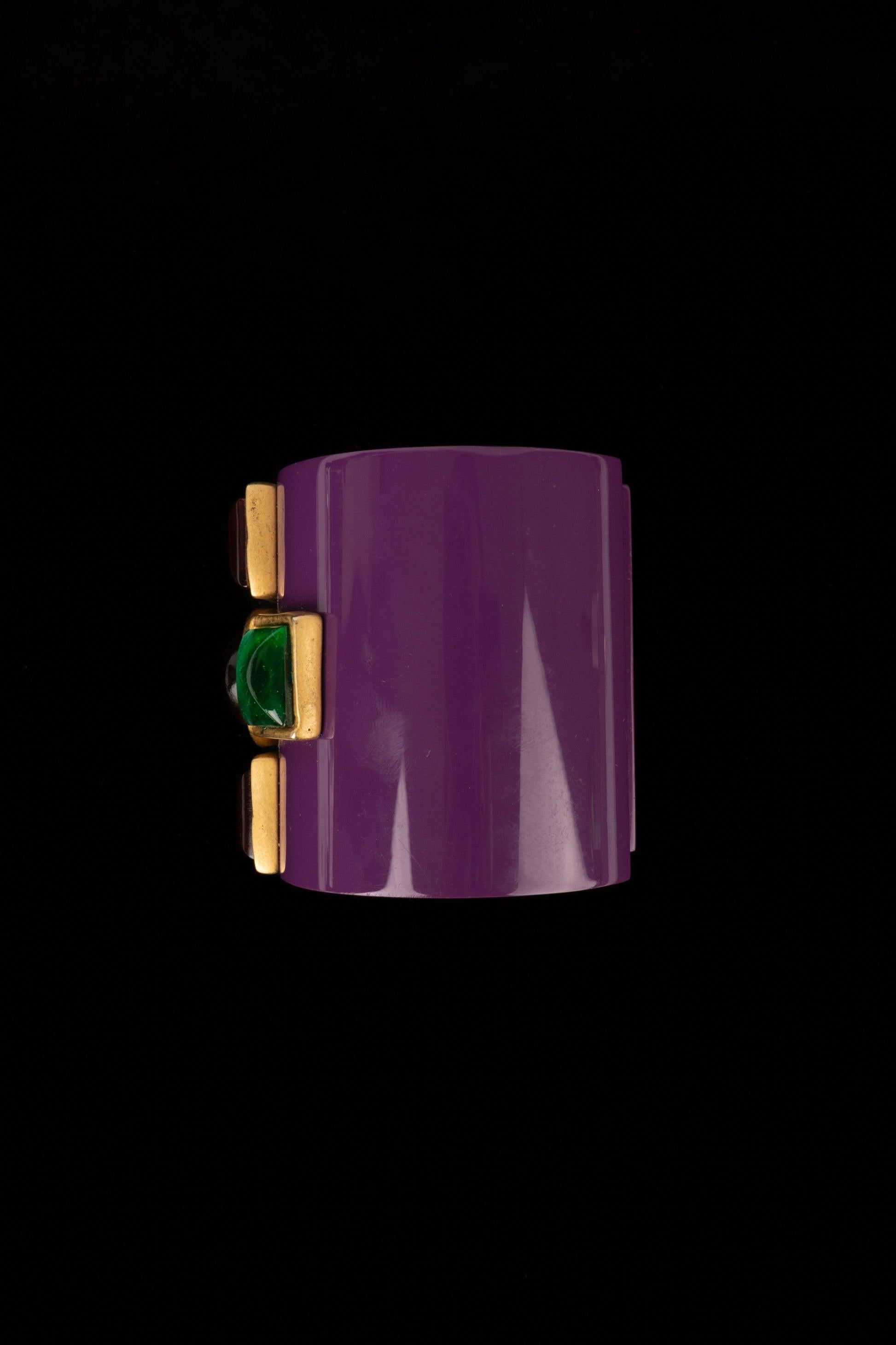 Women's Chanel Rare Purple Bakelite Cuff Bracelet, 1990s For Sale
