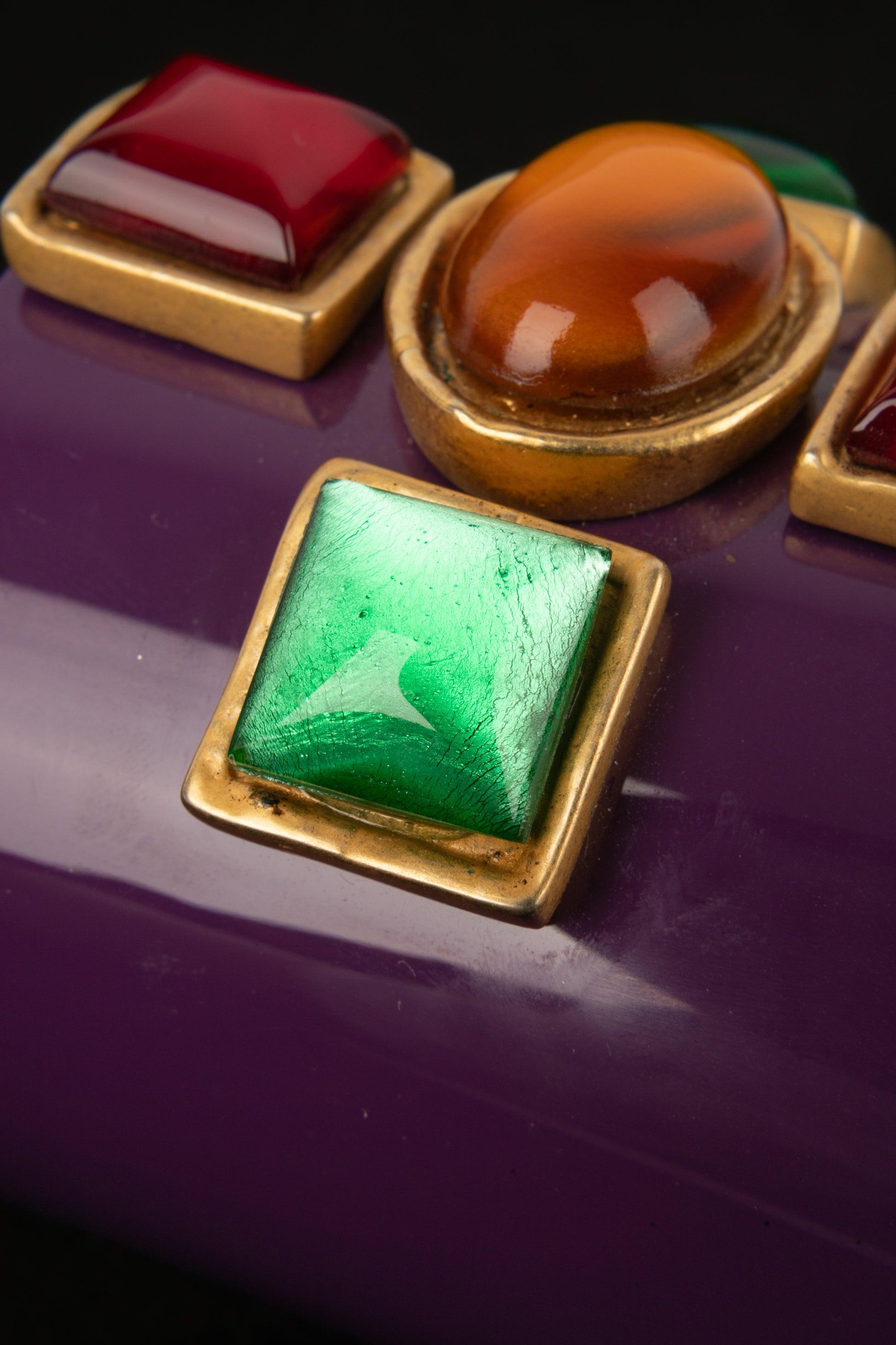 Chanel Rare Purple Bakelite Cuff Bracelet, 1990s For Sale 3