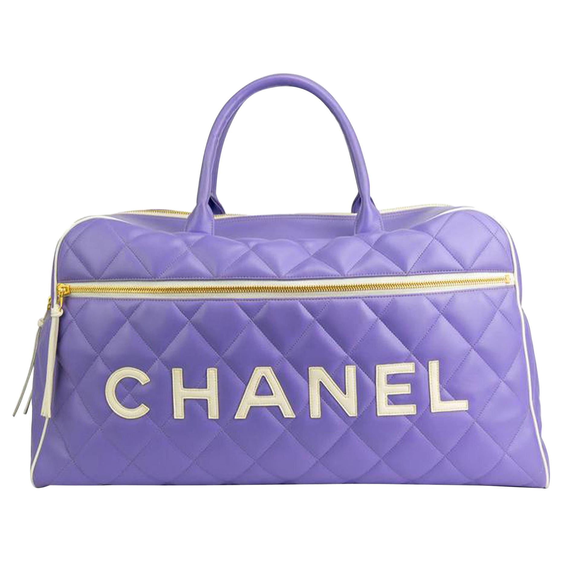 Chanel Rare Purple Vintage 1990 Weekend Duffel Overnight Duffle Tote

1992 {VINTAGE 30 Years}
Lettre 