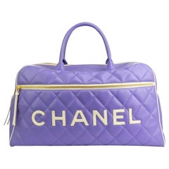 Chanel Rare Purple Vintage 1990 Weekend Duffel Overnight Duffle Tote