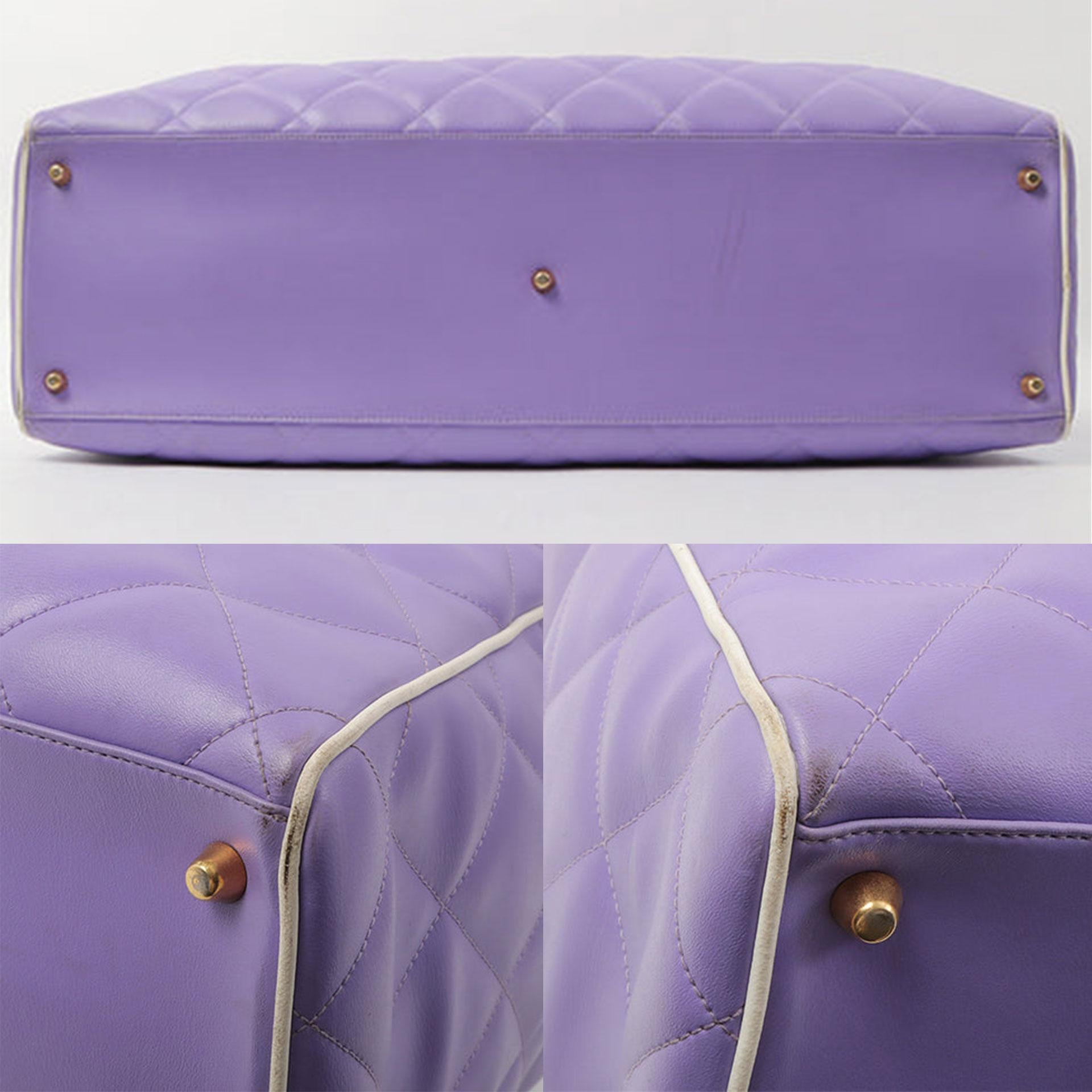 Chanel Rare Purple Vintage 1990 Weekend Duffel Overnight Duffle Tote For Sale 2