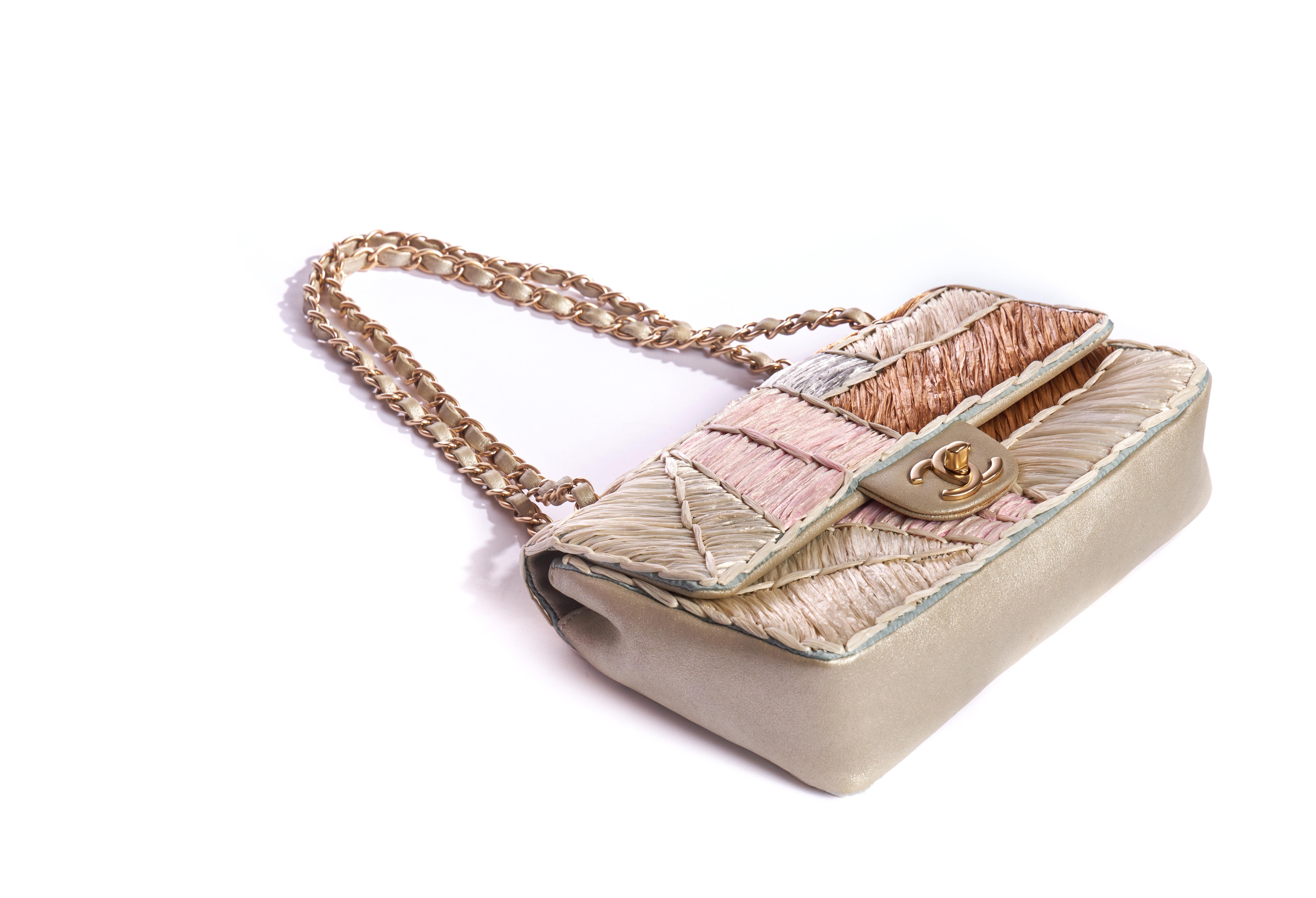 Chanel Rare Raffia Single Flap Bag In Excellent Condition In West Hollywood, CA