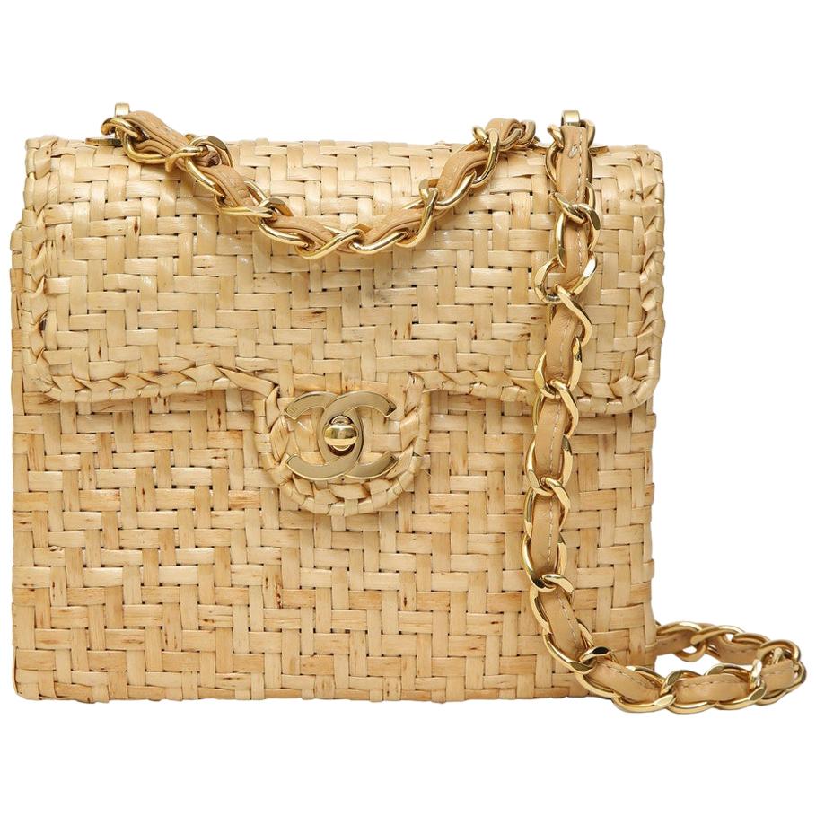 Chanel Woven Tan Rattan Straw Wool Trim Camellia Flower Shoulder Bag –  Ladybag International