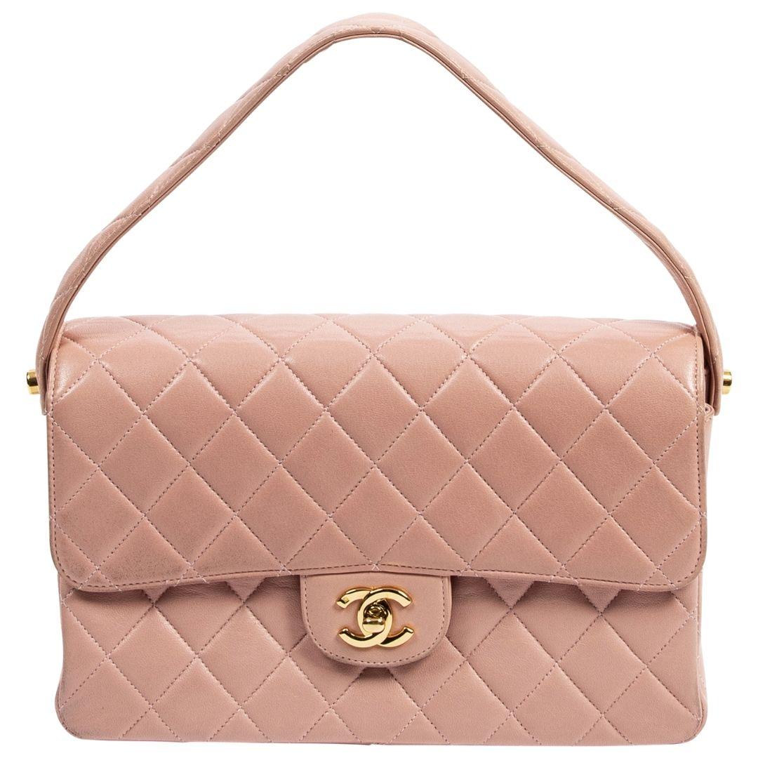 Chanel Rare Rose 1996 Pink Double Faced Flap Bag In Excellent Condition For Sale In Atlanta, GA