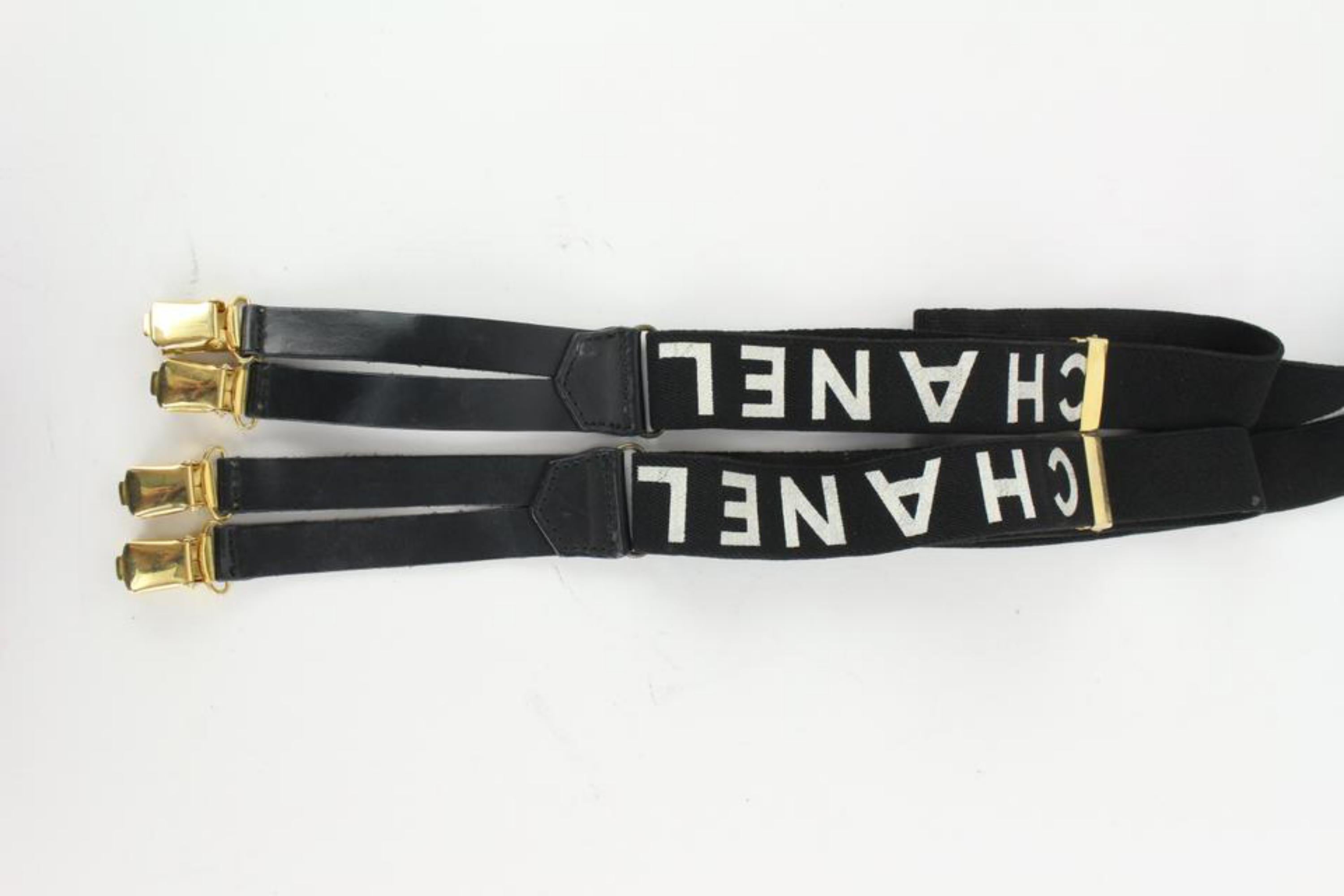 Chanel Rare Runway Black CC Logo Suspenders Braces 0CC1224 3