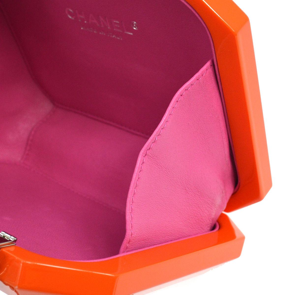 Chanel Rare Runway Pink & Orange Ombre Resin Plexiglass Brick Clutch Minaudière 2