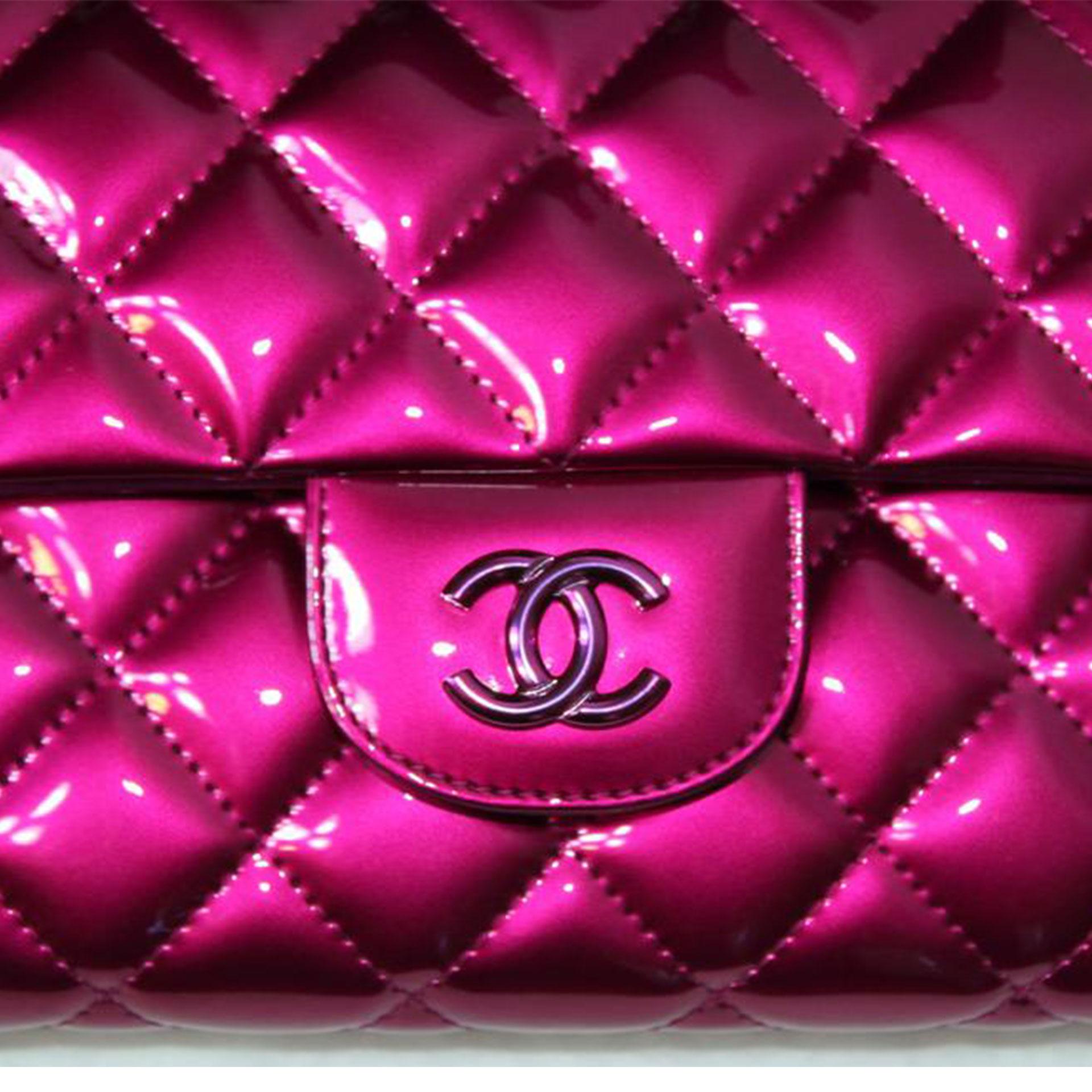 Women's Chanel Rare Runway Quilted Classic Flap Bag Patent Hot Pink Fuschia Clutch 