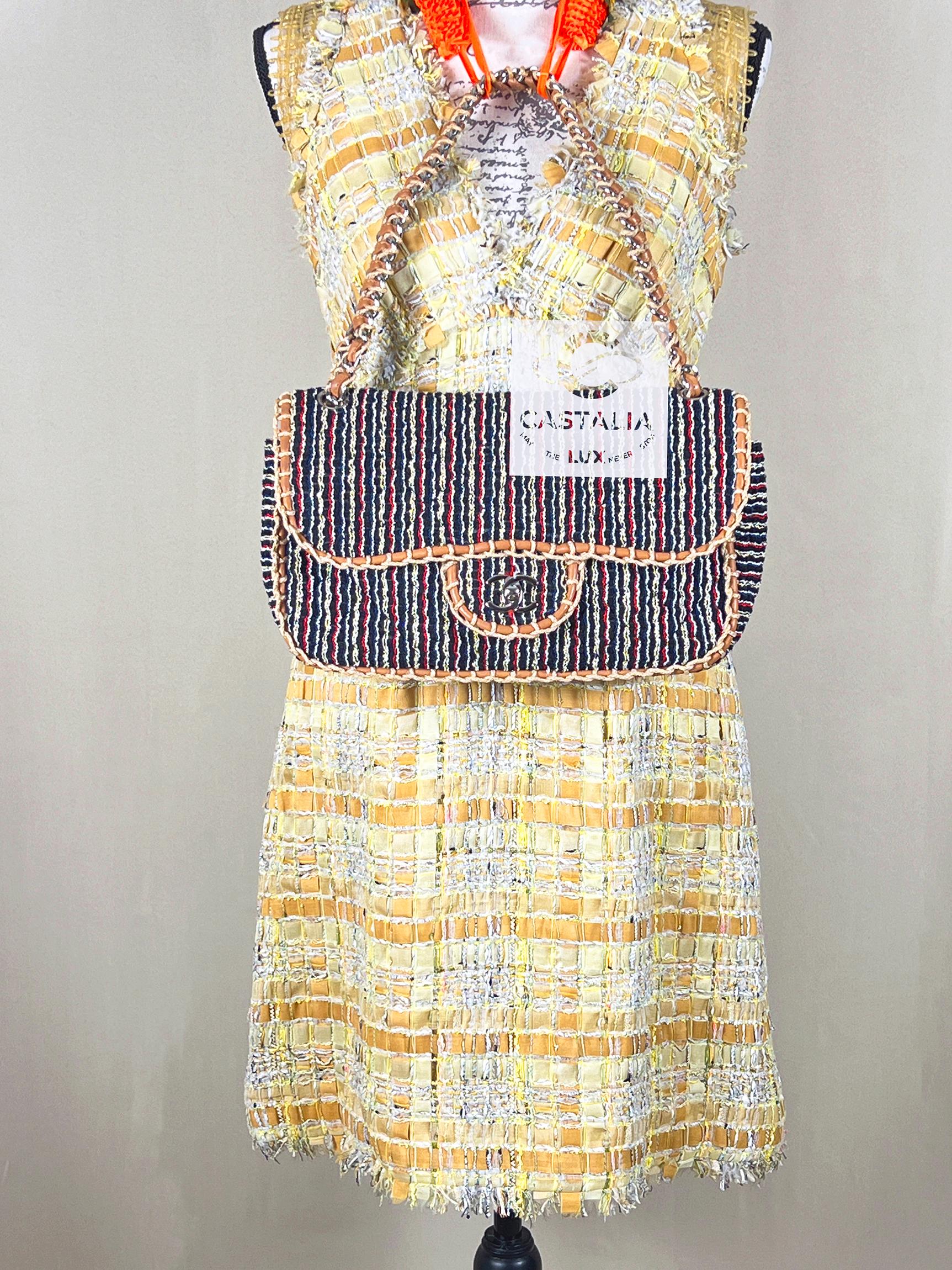 Chanel Rare Saint-Tropez Timeless Flap Tweed Bag In Excellent Condition In Dubai, AE