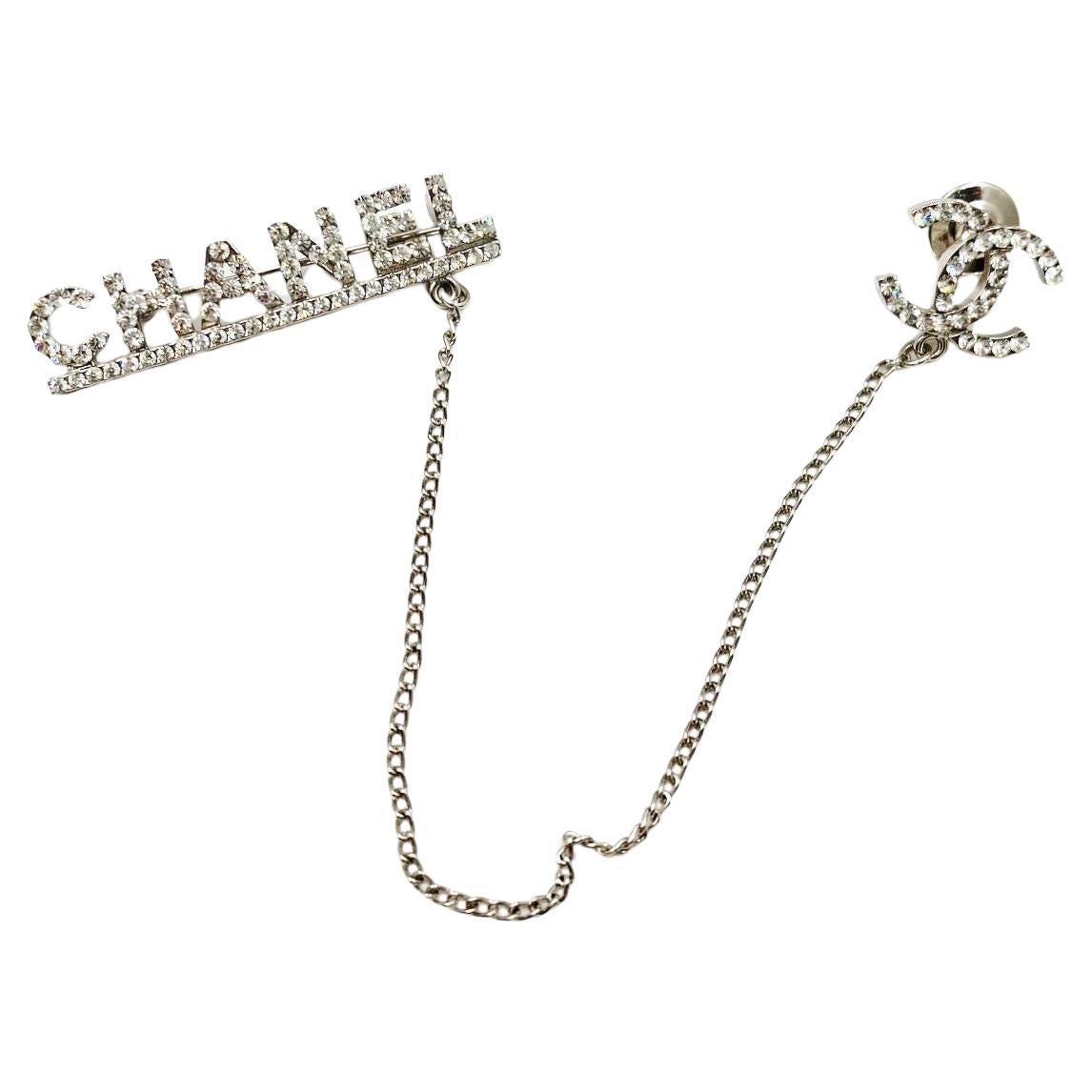 Chanel Seltene Silber CC CHANEL Kette Pin Brosche