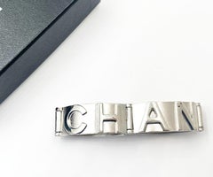 Chanel Seltene Silber CC Buchstabe Manschette Gliederarmband