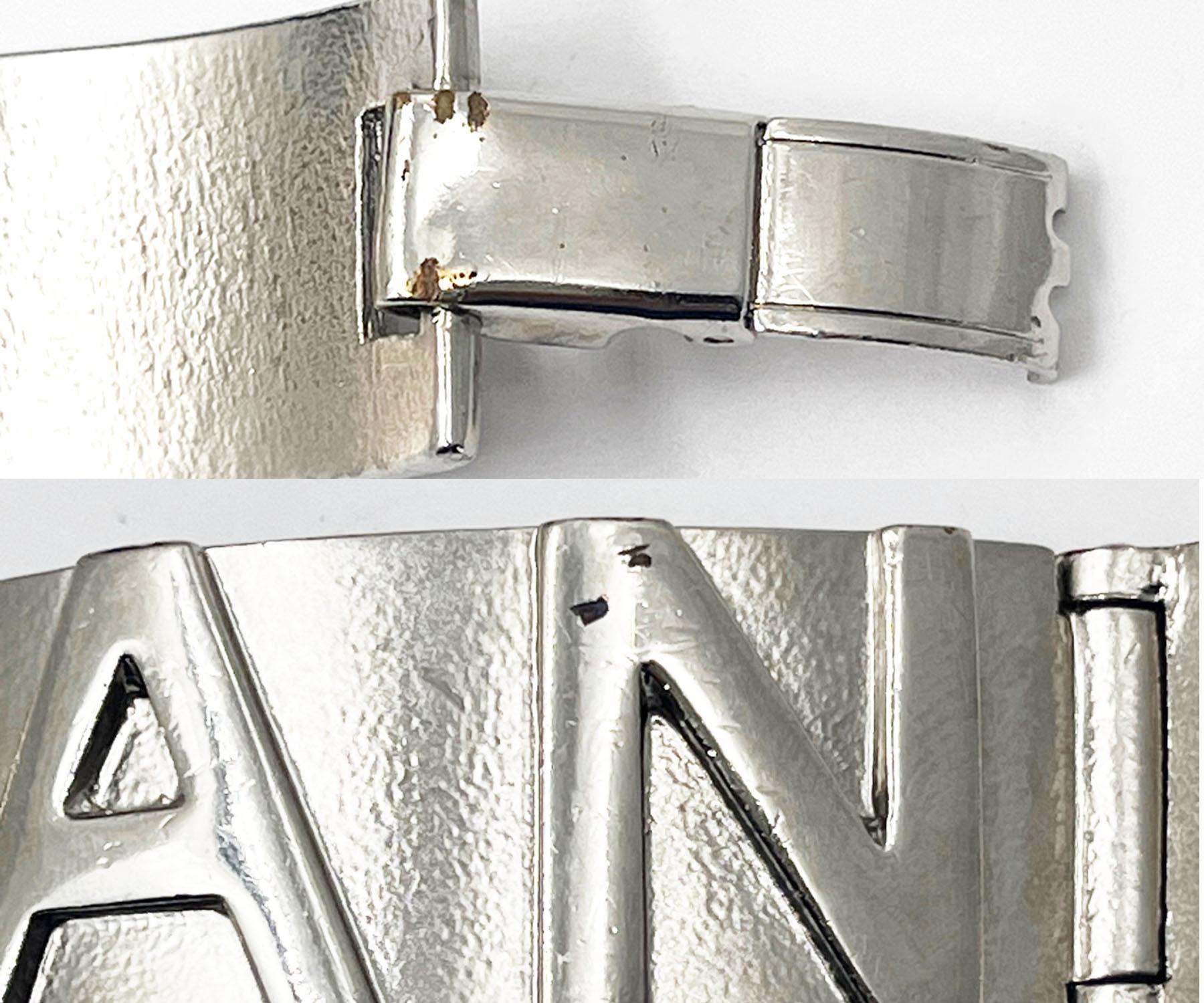 Women's Chanel Rare Silver CC Letter Cuff Link Bracelet   For Sale