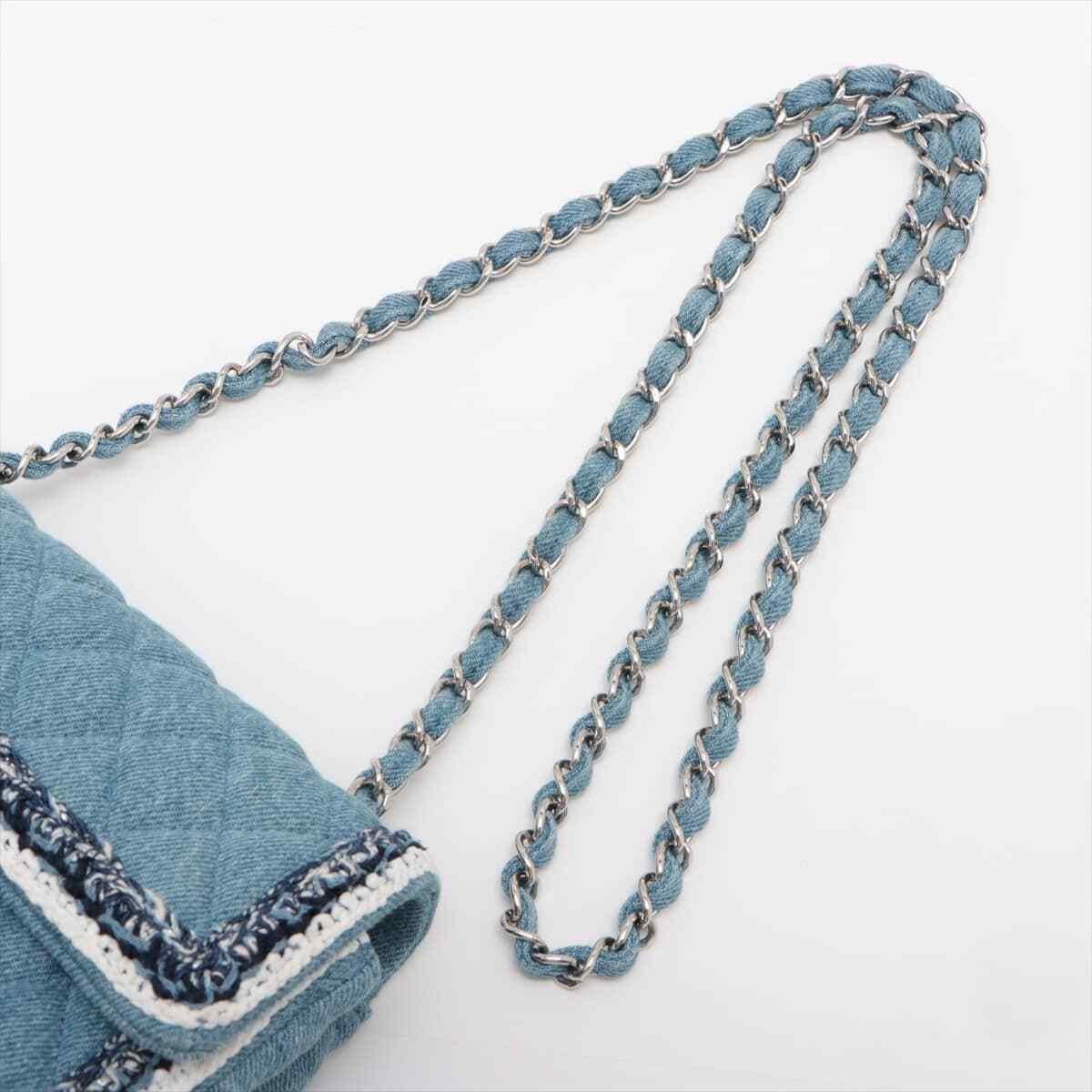Chanel Rare Small Denim Braid Classic Flap Shoulder Bag In Good Condition For Sale In Miami, FL