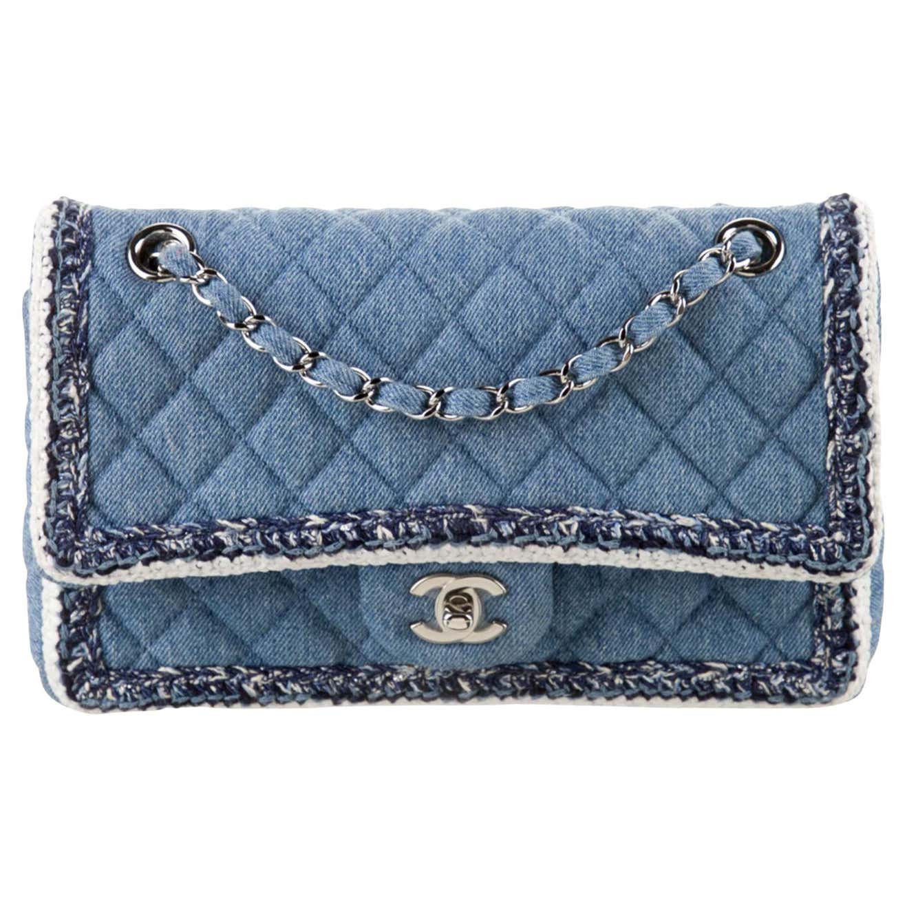 Chanel Rare Small Denim Braid Classic Flap Shoulder Bag at 1stDibs ...