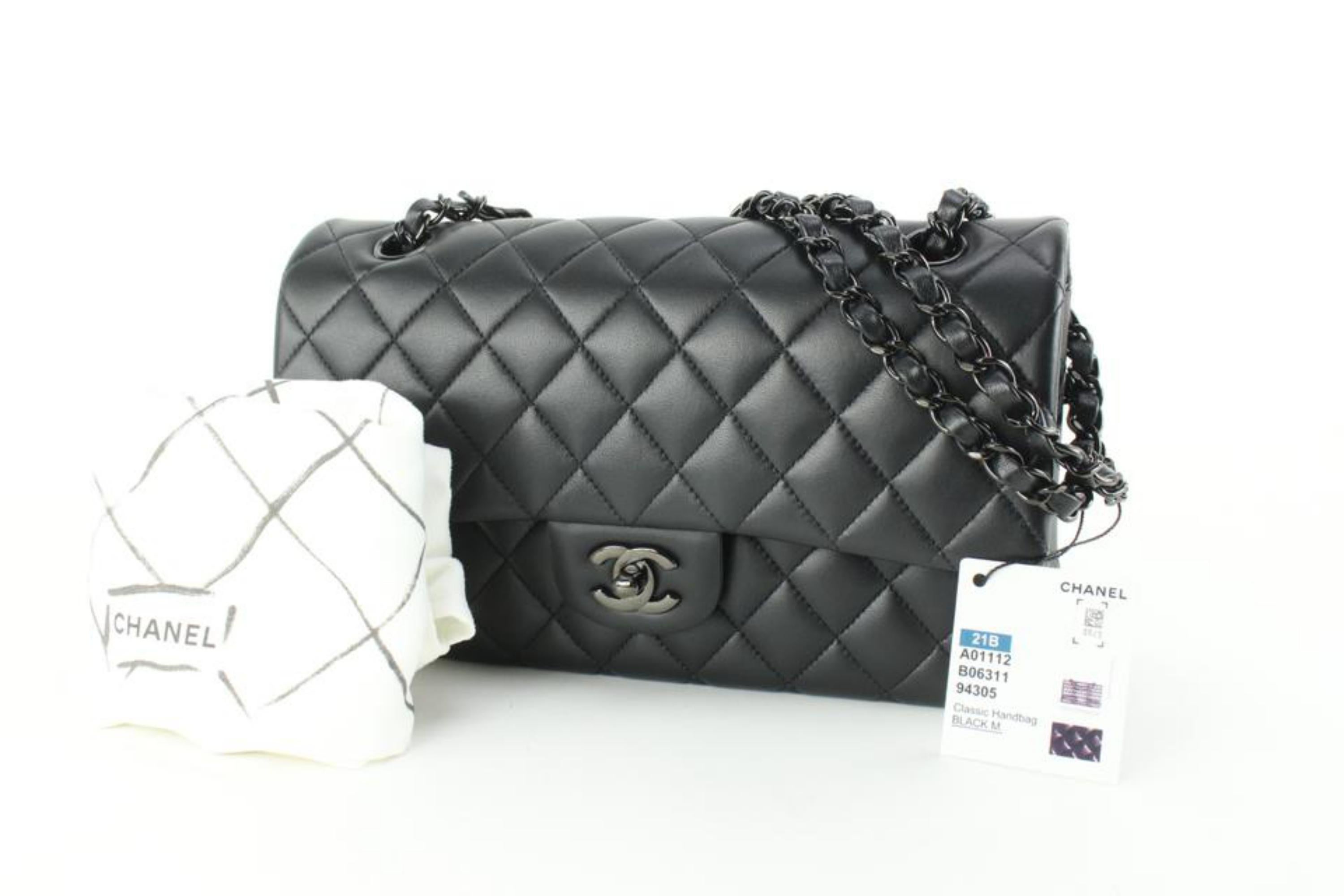 Chanel Rare So Black Quilted Lambskin Medium Classic Double Flap   56cc725s 7