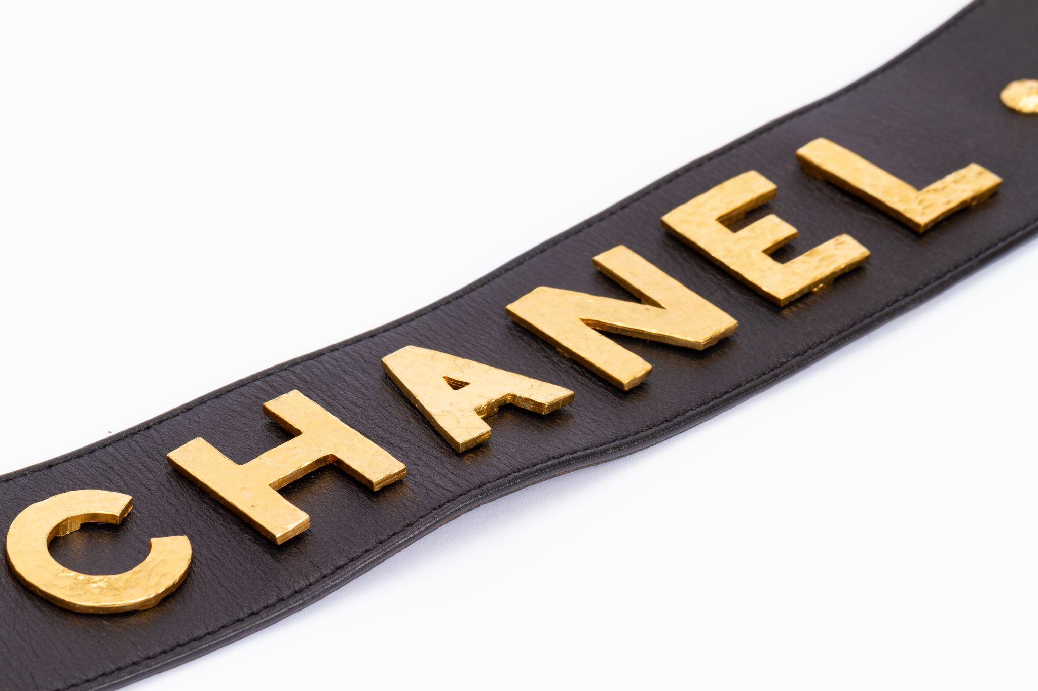Chanel Rare Supermodel Black Gold Belt For Sale 1