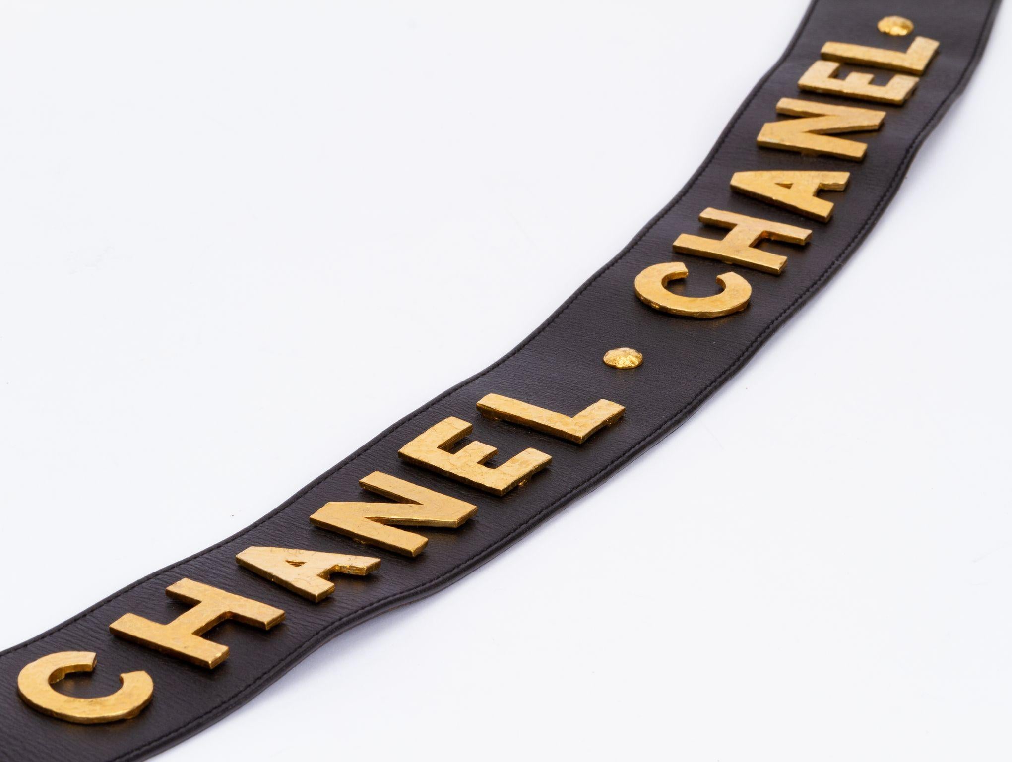 Chanel Rare Supermodel Black Gold Belt For Sale 2