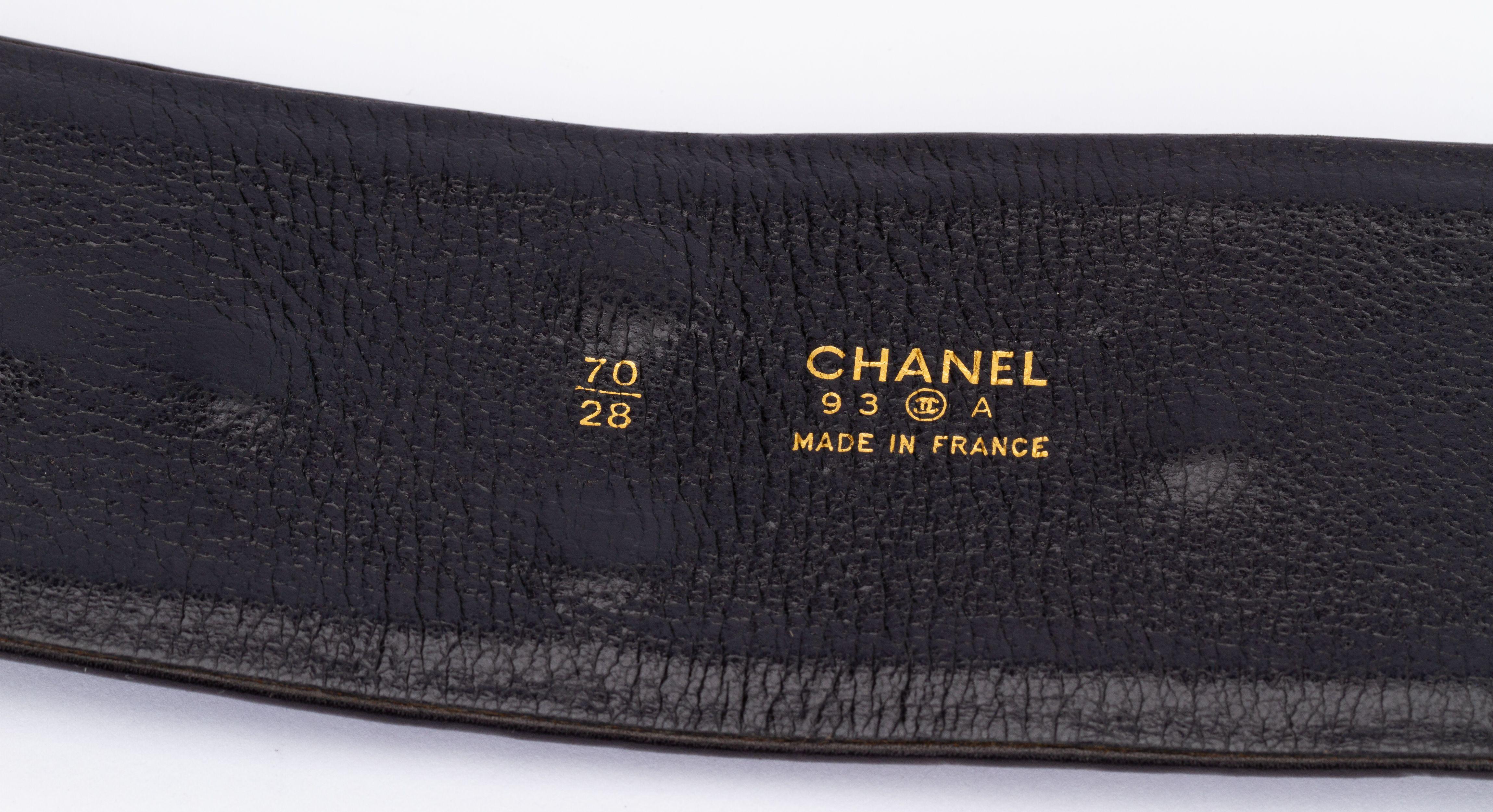 Chanel Rare Supermodel Black Gold Belt For Sale 3