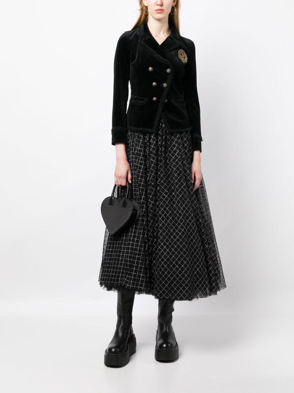 CHANEL Rare Supermodel Style CC Logo Black Velvet Jacket 36 FR For Sale 6