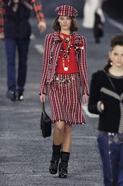 CHANEL Rare Tweed Suit CC Logo Embroidered 44 FR