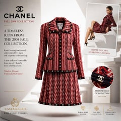 CHANEL Rare 2004 CC Logo Embroidered Tweed Suit 44 FR