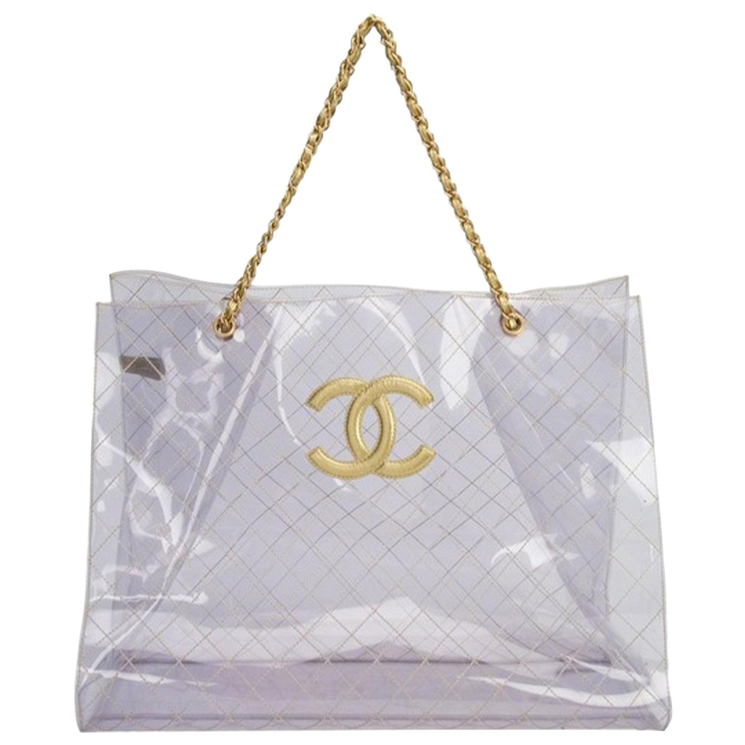 Chanel Hobo Handbag Transparent Teardrop Spring 2018 Clear