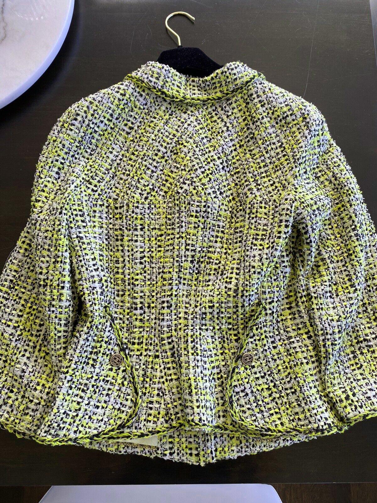 Chanel Rare Vintage 2006 Lime Green Tweed Jacket 6
