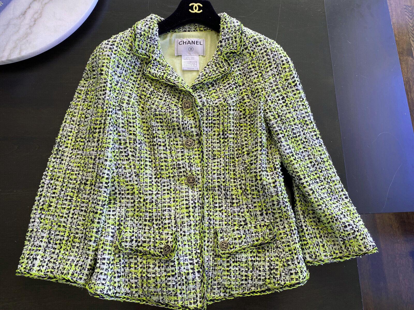 Chanel Rare Vintage 2006 Lime Green Tweed Jacket 7