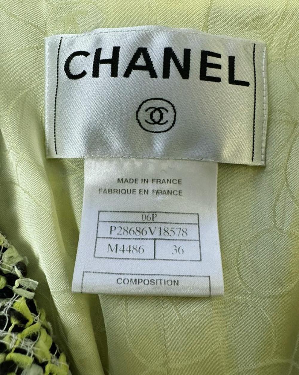 Chanel Rare Vintage 2006 Lime Green Tweed Jacket 9