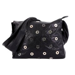 Chanel Raro Vintage 22 Negro Acolchado Encanto Swarovski Hombro Hobo Bolso Tote