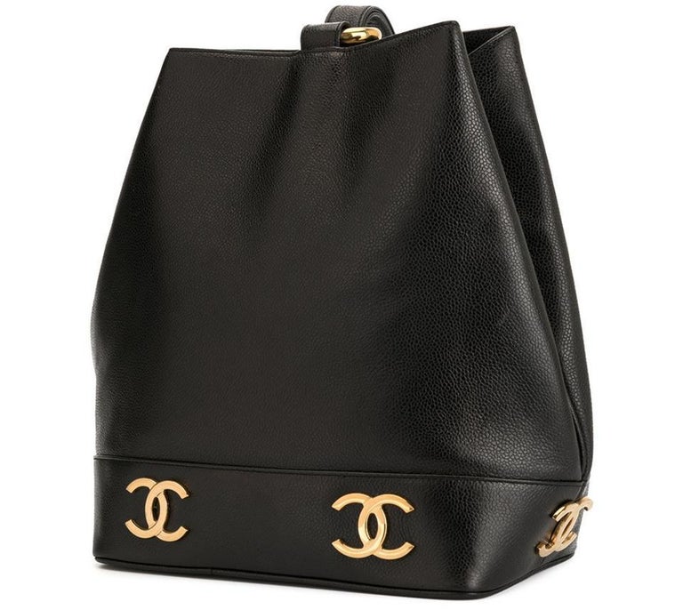 Chanel Rare Vintage 90's Collectors Drawstring Bucket Tote Bag For Sale at  1stDibs