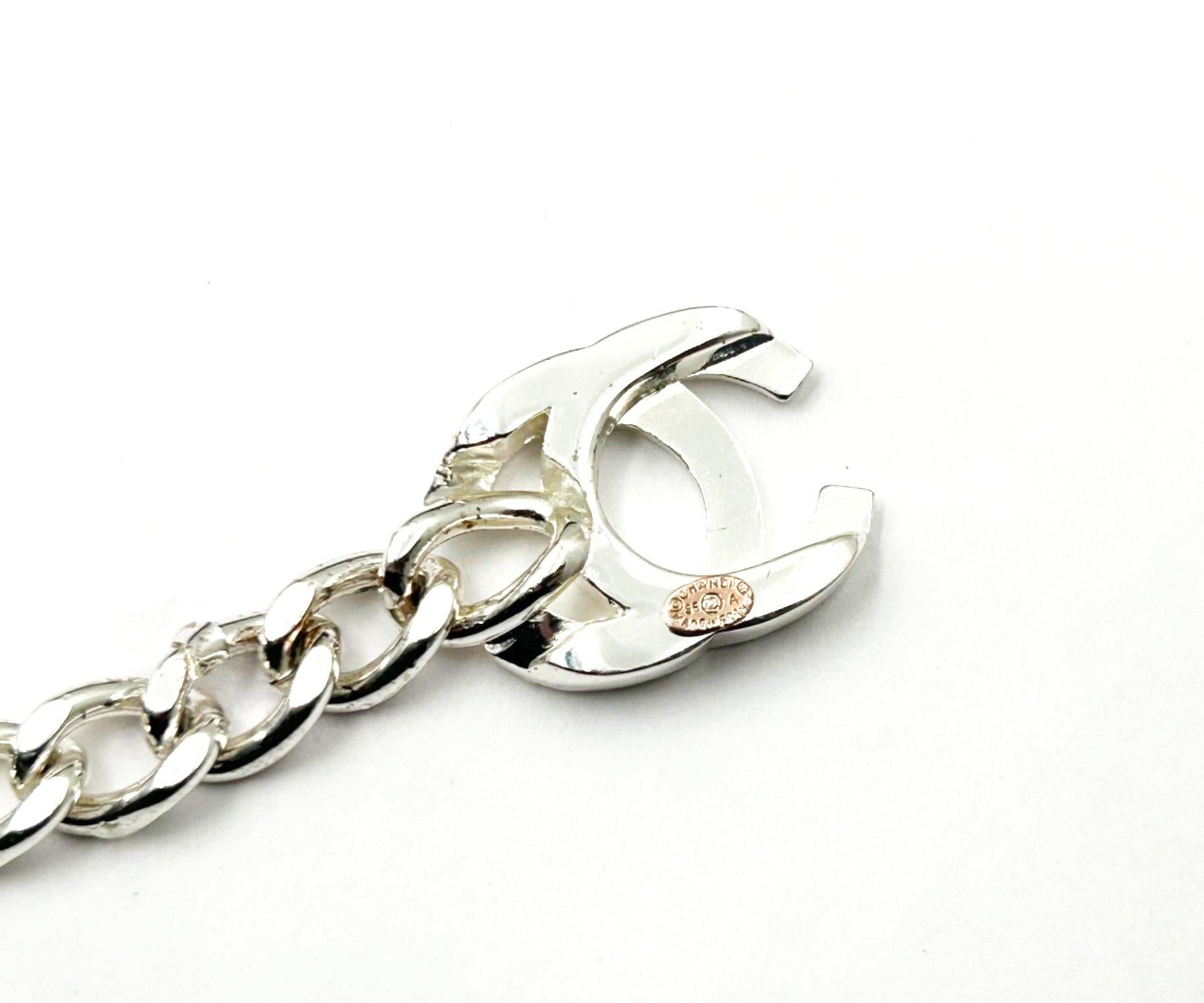Chanel Seltene Vintage 96 Silber CC Kleine Turnlock Kette Halskette Damen