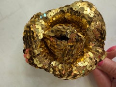 Chanel RARE Vintage all gold sequin Camellia Brooch likely from 1985 collection