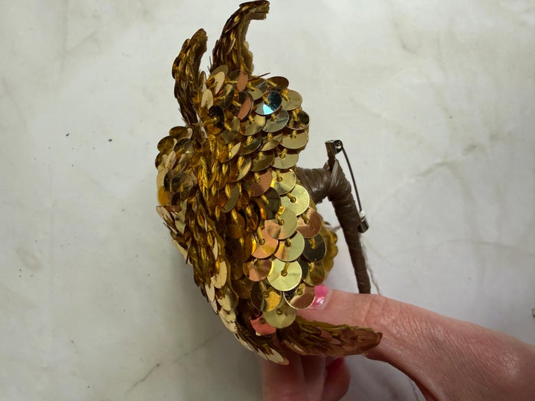 Chanel RARE Vintage all gold sequin Camellia Brooch likely from