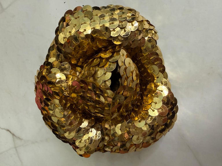 Chanel RARE Vintage all gold sequin Camellia Brooch likely from