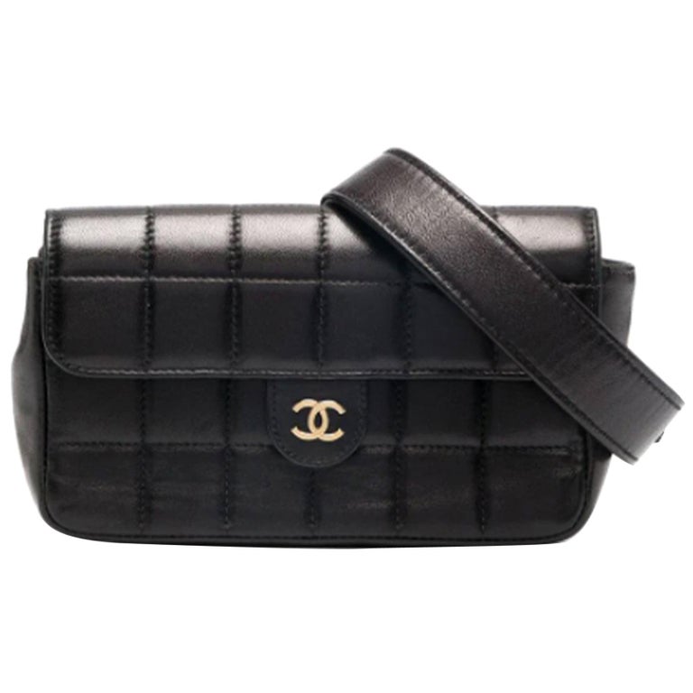 Chanel Rare Vintage Black Lambskin Waist Belt Bag Fanny Pack at 1stDibs